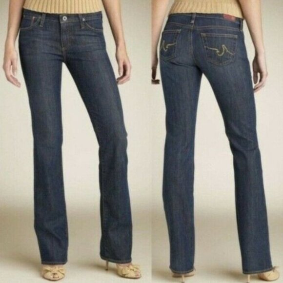 AG ADRIANO GOLDSCHMIED the Kiss Slim Straight Leg Jeans Dark Wash Low Rise Y2K - Picture 1 of 11